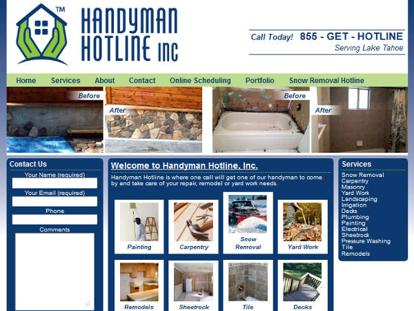 Handyman Hotline Tahoe Wordpress Website