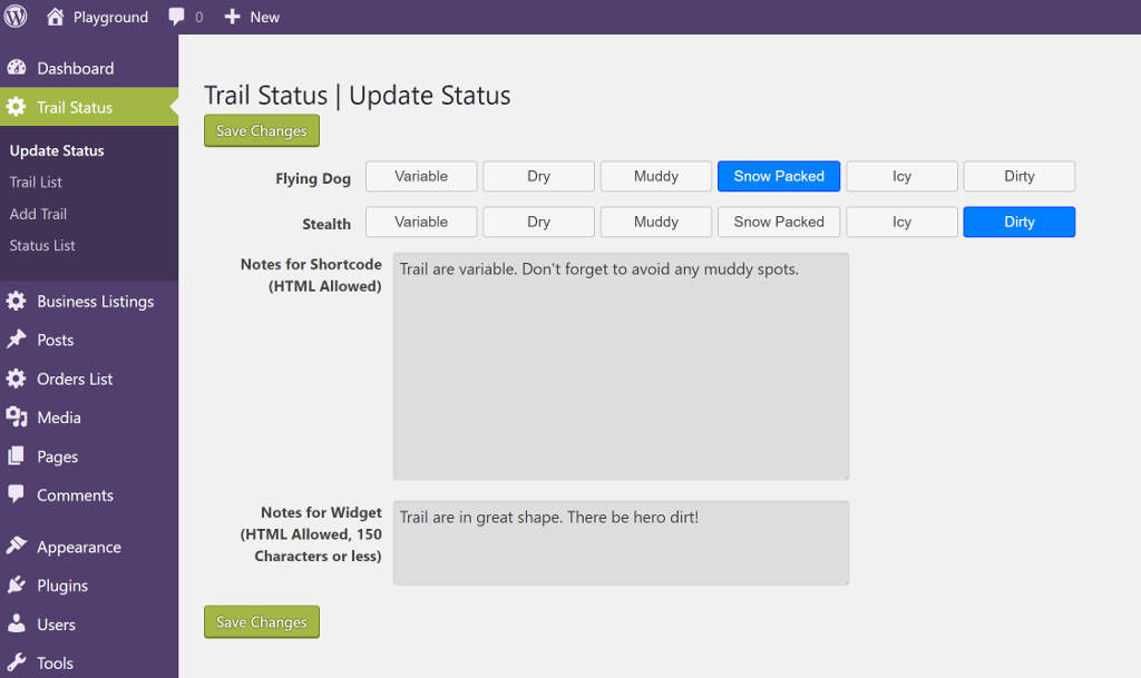 Trail Status Plugin Submitted to WordPress