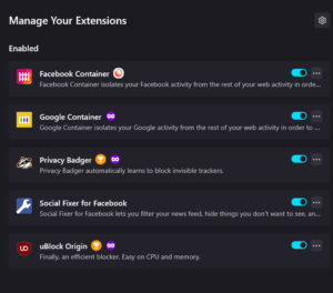 Firefox Extensions Screen Shot