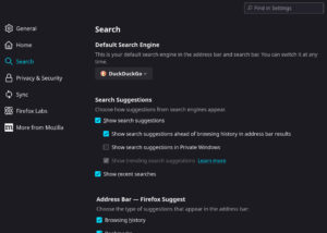 Firefox Search Settings