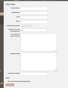 SWGM Admin - Add Order Page