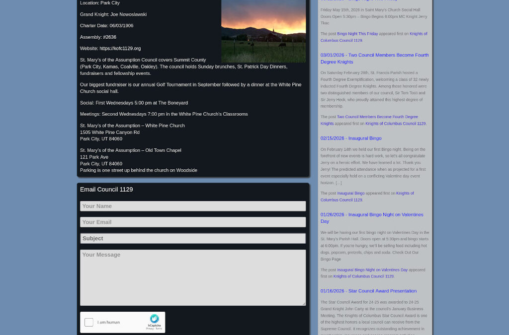 Utah Knights of Columbus WordPress Website